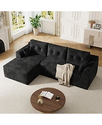 homfan 105" L-Shaped Cloud Sectional Sofa with Deep Seats, Corduroy Upholstery and Chaise, No Assembly Required, for Living Room