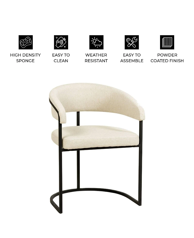 LeisureMod Leather Dining Chair - Upholstered Kitchen Accent Chair with Curved Open-Back Design, Padded Seat, and Iron Frame