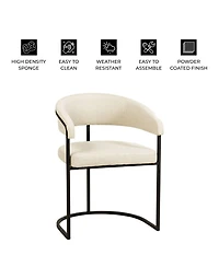 LeisureMod Leather Dining Chair - Upholstered Kitchen Accent Chair with Curved Open-Back Design, Padded Seat, and Iron Frame