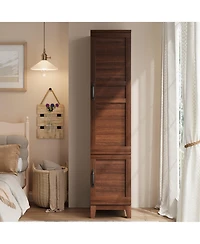 homfan Wardrobe Closet Organizer - 2 Doors, 72 Inch Tall Armoire with Hanging Rod and 18 Adjustable Shelves Narrow Bedroom Clothes Storage Cabinet