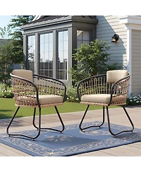 Pellebant Outdoor Patio Wicker Dining Chairs Pe Rattan Seating Set with Cushion