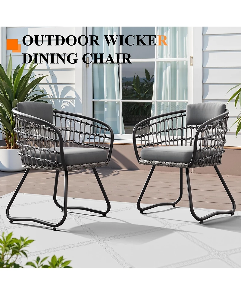 Pellebant Outdoor Patio Wicker Dining Chairs Pe Rattan Seating Set with Cushion