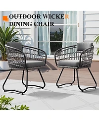 Pellebant Outdoor Patio Wicker Dining Chairs Pe Rattan Seating Set with Cushion