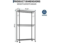 homfan Clothes Rack with Cover, 485LBS Capacity, Portable Closet Wardrobe on Wheels, Carbon Steel, Dustproof, Clothes Racks for Hanging