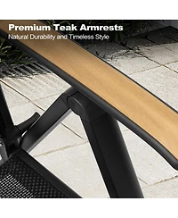 Pellebant Outdoor Patio Aluminum Folding Teak Armrest Dining Chairs