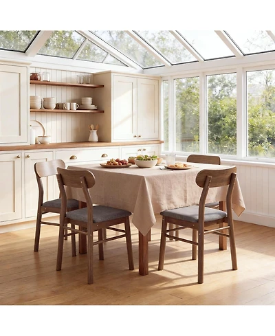 Clihome Set of 4 Comfortable Arched Back Dining Chairs - Upholstered Kitchen Chairs with Padded Seats