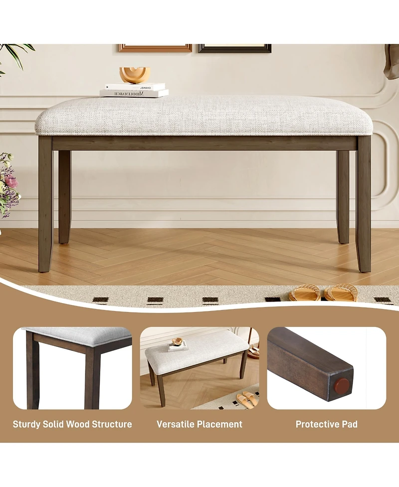 sumyeg Upholstered Bedroom Bench with Padded Seat and Solid Wood Legs for Entryway or Dining Room