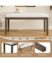 sumyeg Upholstered Bedroom Bench with Padded Seat and Solid Wood Legs for Entryway or Dining Room