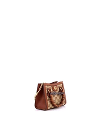 Pre-Owned Gucci Mini Diana Nm Bamboo Handle Tote Crystal Embellished Gg Canvas