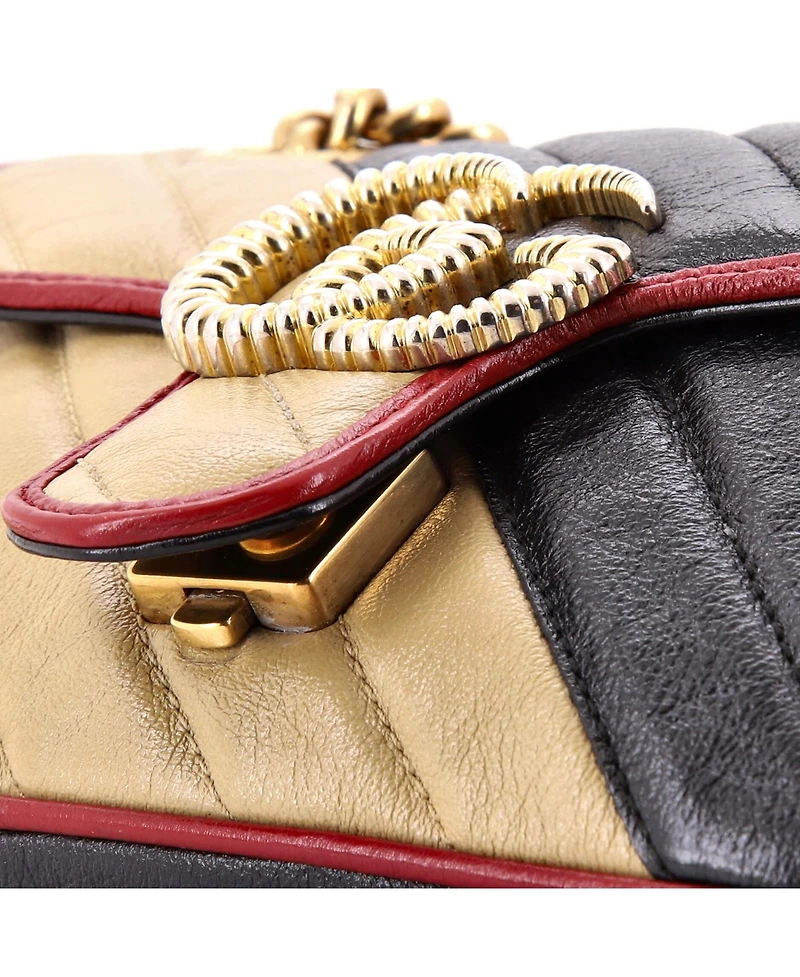 Pre-Owned Gucci Mini Gg Marmont Flap Bag Diagonal Quilted Leather