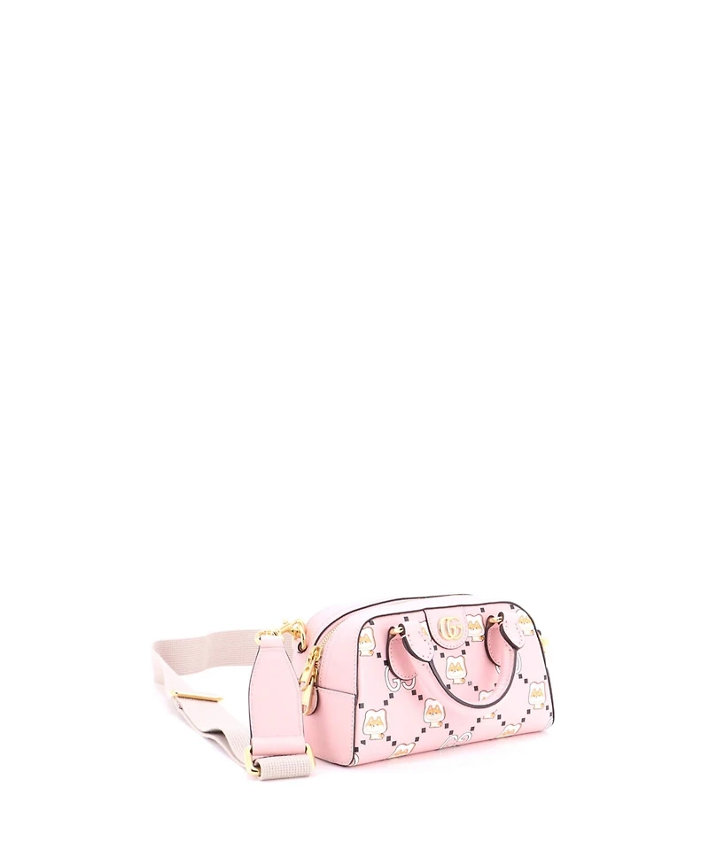 Pre-Owned Gucci Mini Ophidia Convertible Boston Top Handle Bag Kawaii Printed Leather
