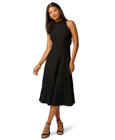 Adrianna Papell Women's Mock Neck Side-Cutout Rib-Knit Midi Dress