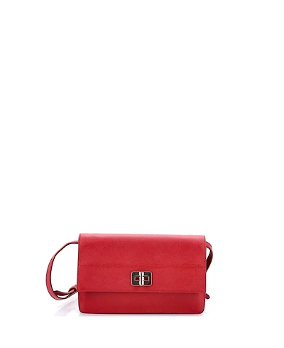 Pre-Owned Prada Small Turn Lock Wallet Crossbody Saffiano Leather