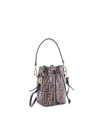 Pre-Owned Fendi Mini Mon Tresor Bucket Bag Zucca Embossed Leather