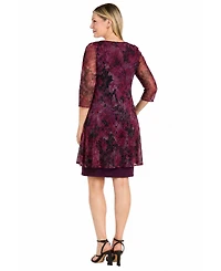 R & M Richards Women's Printed Puff-Sleeve Jacket Dress Set