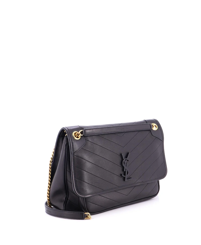Pre-Owned Saint Laurent Large Niki Chain Flap Bag Matelasse Chevron Leather