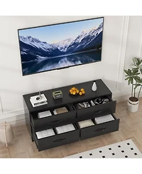 gaomon Tv Stand with Mount - Modern Entertainment Center, 6-Drawer Rattan Dresser for 32-85 Inch TVs
