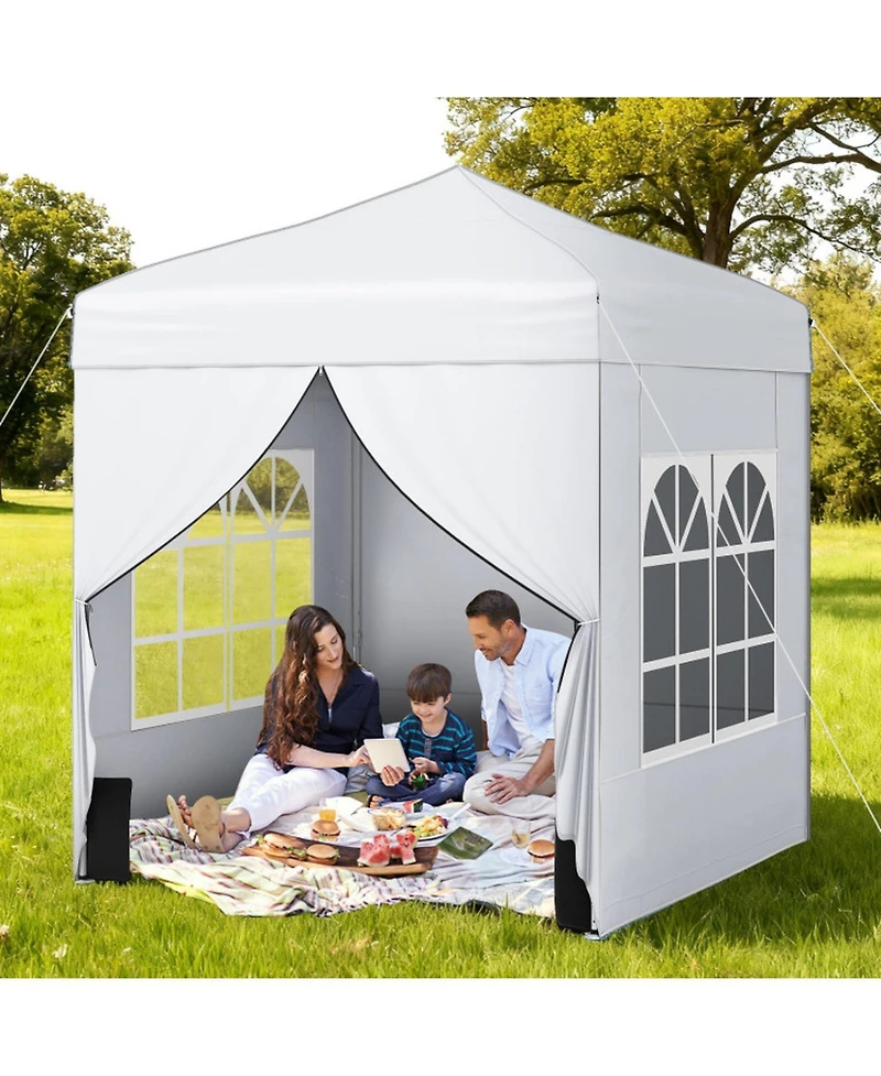 Sugift 6.5 x 6.5 Feet Pop Up Canopy Tent with 4 Sidewalls and Wheeled Bag