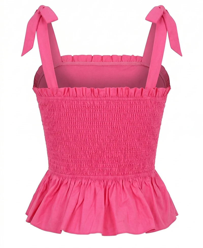 Modenaire Women's Smocked Bow-Strap Peplum Top