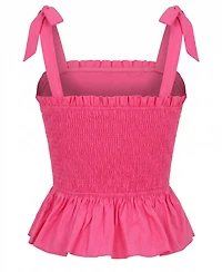 Modenaire Women's Smocked Bow-Strap Peplum Top