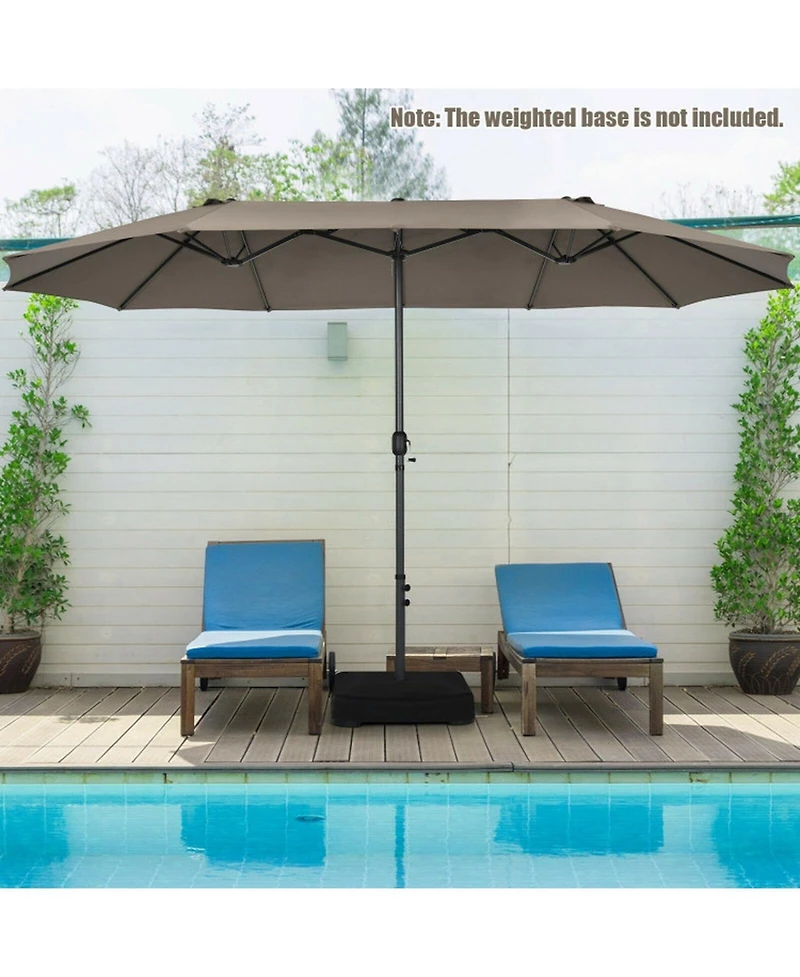 Sugift 15 Feet Double-Sided Patio Umbrella with Hand-Crank System