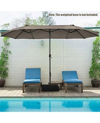 Sugift 15 Feet Double-Sided Patio Umbrella with Hand-Crank System