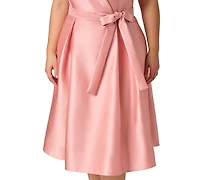 Adrianna Papell Plus Lapel Mikado Knee-Length Dress