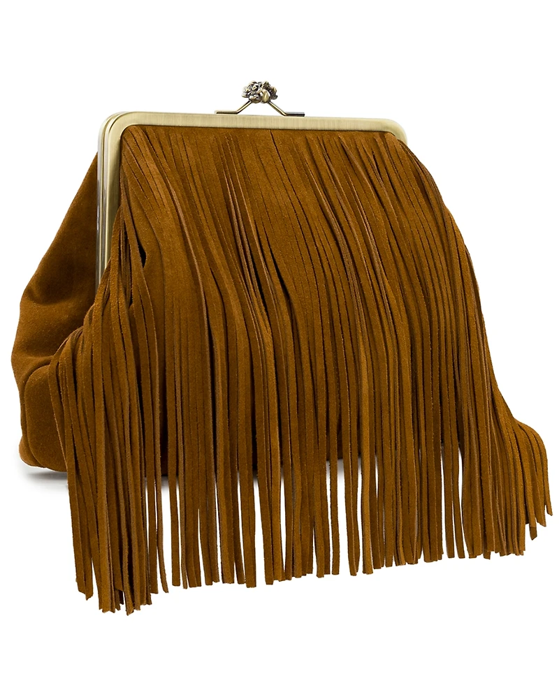 Patricia Nash Vivienne Suede Medium Kiss-Lock Frame Fringe Handbag