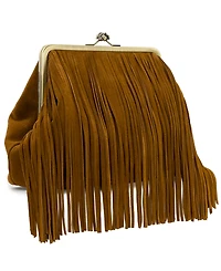 Patricia Nash Vivienne Suede Medium Kiss-Lock Frame Fringe Handbag