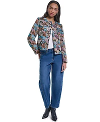 Karl Lagerfeld Paris Women's Gold-Button Four-Pocket Jacket