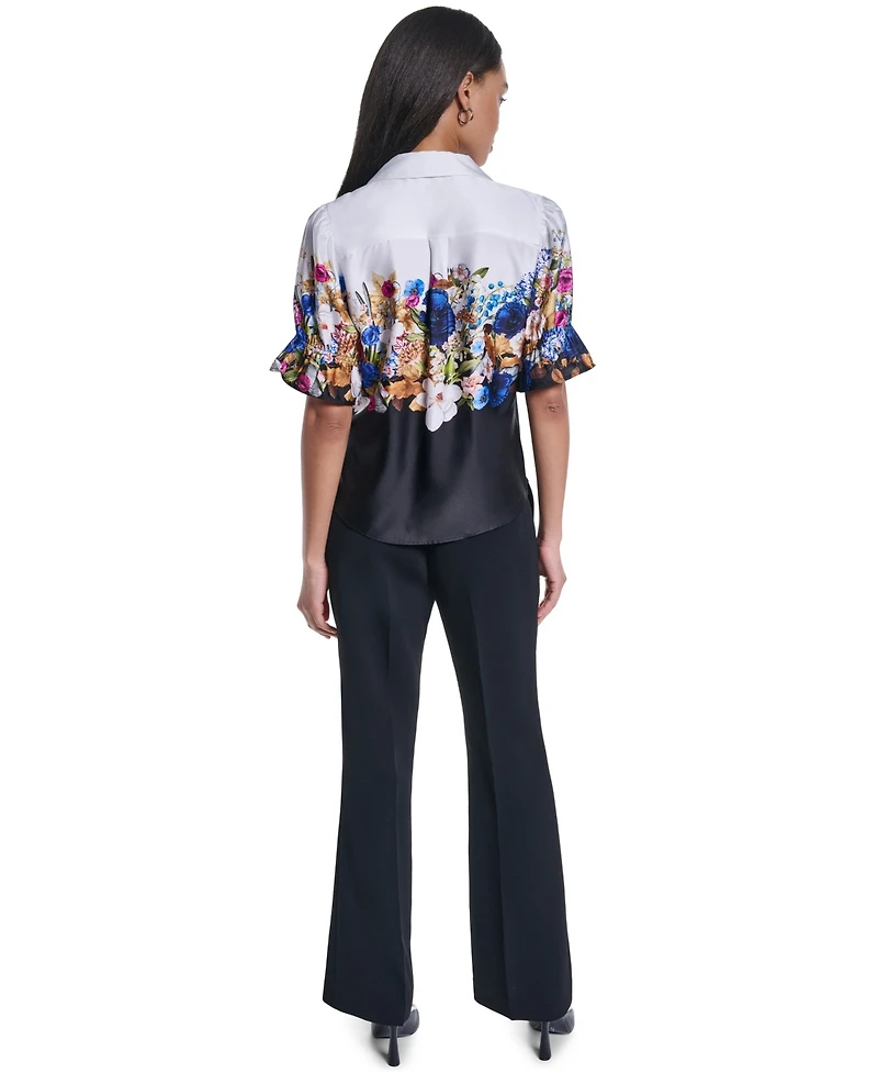 Karl Lagerfeld Paris Women's Floral Button-Front Blouse