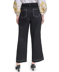 Karl Lagerfeld Paris Women's Fixed Belt Mid-Rise Straight Ankle Pants