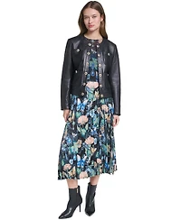 Karl Lagerfeld Paris Women's Leather Button-Front Jacket