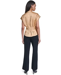 Karl Lagerfeld Paris Women's Short-Sleeve Button-Front Blouse