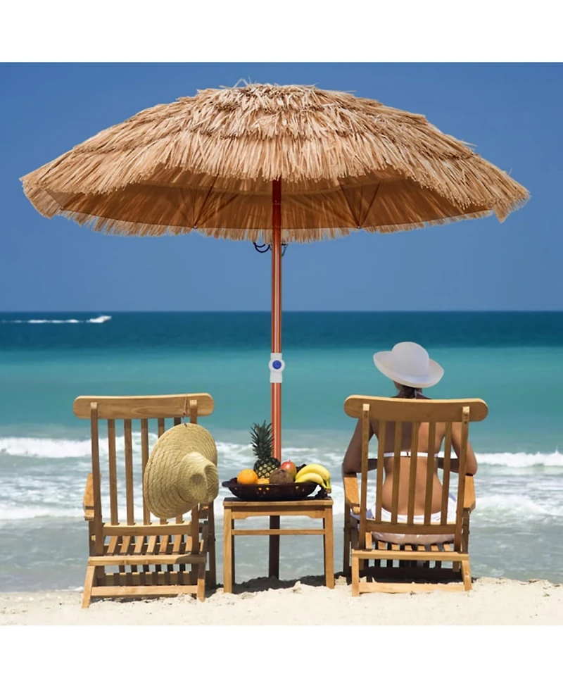 Yiortwo 6 Feet Thatched Patio Umbrella with Tilt Design and Carrying Bag