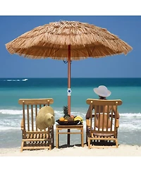 Yiortwo 6 Feet Thatched Patio Umbrella with Tilt Design and Carrying Bag
