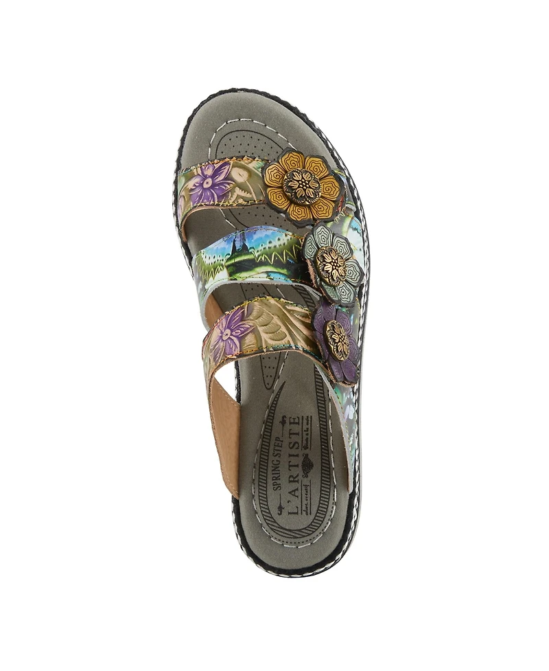L'Artiste Woman's Spring Step Naomi-Monarch Slides with Leather Upper