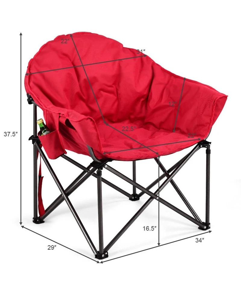 Sugift Oversized Folding Camping Moon Chair with Cup Holder and Side Storage Pocket