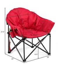 Sugift Oversized Folding Camping Moon Chair with Cup Holder and Side Storage Pocket