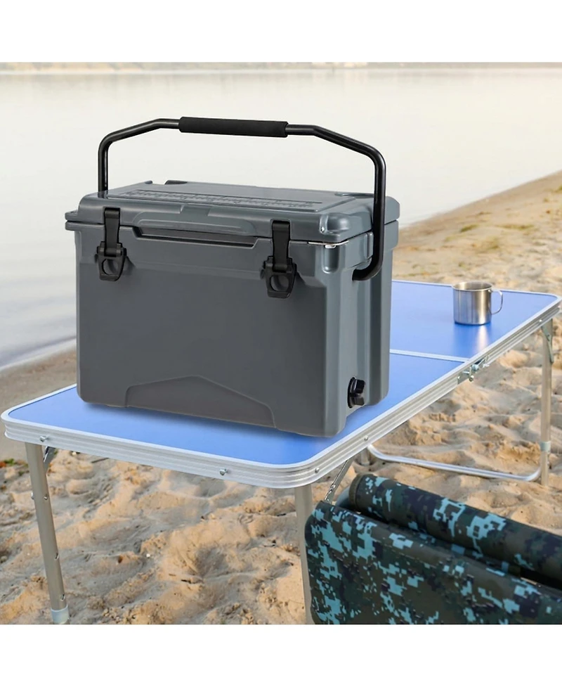 Sugift 25 Qt Hard Rotomolded Cooler with Aluminum Handle and Integrated Cup Holders