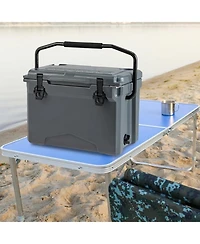 Sugift 25 Qt Hard Rotomolded Cooler with Aluminum Handle and Integrated Cup Holders
