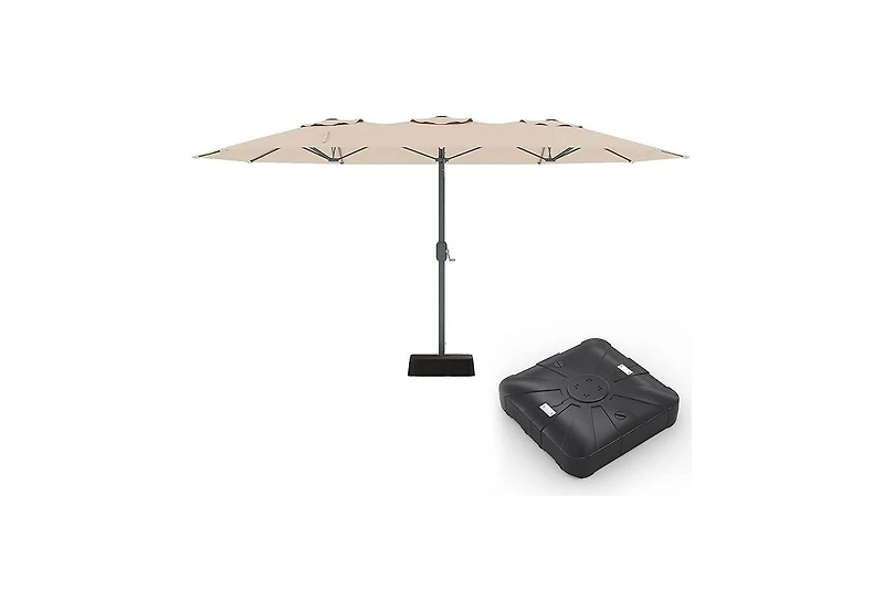 homfan 9'x15' Outdoor Umbrella with Base, Extra Wide Patio Umbrella, 12 Ribs and Uv Protection for Garden Pool