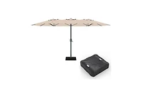 homfan 9'x15' Outdoor Umbrella with Base, Extra Wide Patio Umbrella, 12 Ribs and Uv Protection for Garden Pool