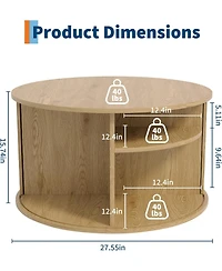 gaomon 28" Round Coffee Table with Storage