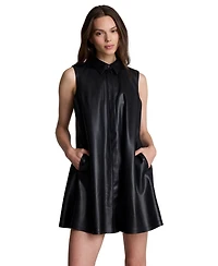 Kenneth Cole Women's Sleeveless Banded Collar Swing Mini Shirt Dress