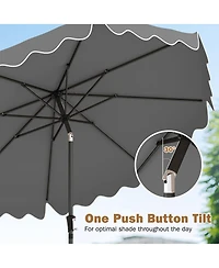 Sugift 9 ft Patio Umbrella with Weighted Cross Base and Two Sandbags