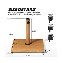 Pellebant Umbrella Base Holder Square Weighted Stand for Outdoor Market Umbrella, Cement Concrete Steel