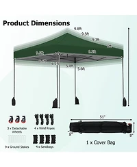 Sugift 9.5 x 9.5 ft Pop Up Canopy Tent with Adjustable Heights and Wheeled Bag