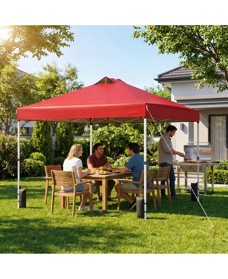 Sugift 10 x 10 ft Commercial Pop Up Canopy Tent with One Hand Center Lock UPF50