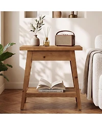 Tribesigns End Table for Living Room,2-Tier Solid Wood Side Table with Storage,Farmhouse Rectangle Nightstand for Bedroom,Small Spaces